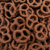 LAETAFOOD milk chocolate covered pretzels close up showing creamy coating and salt crunch