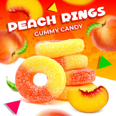 LAETAFOOD Peach Rings frozen for extra-chewy texture during desserts and snacks