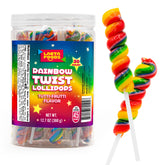 LAETAFOOD Rainbow Swirl Lollipops in a jar brighten party tables and gift baskets.