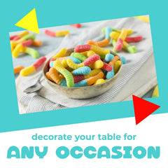Laetafood sour gummy worms used as colorful dessert toppings