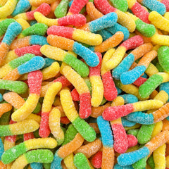 LAETAFOOD Sour Neon Gummy Worms in a 1lb bag for vibrant party displays.