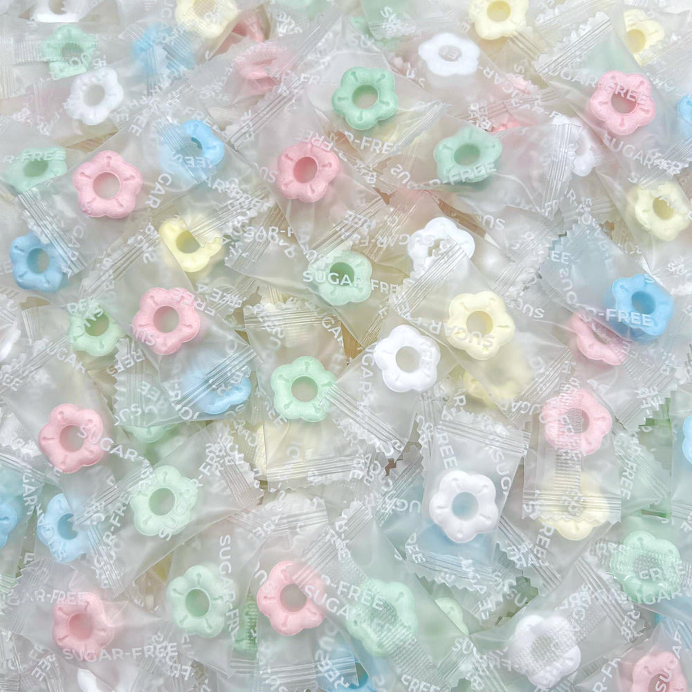 LAETAFOOD sugar free flower mints 1 lb bag ideal for office bowls and guest receptions.