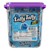 Laffy Taffy blue raspberry mini bars in a bulk tub for sharing