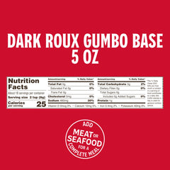 Louisiana Fish Fry Dark Roux Gumbo Base ingredients close-up highlights authentic Cajun flavor