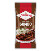 Louisiana Fish Fry Dark Roux Gumbo Base pour creates a rich gumbo base for easy weeknight meals