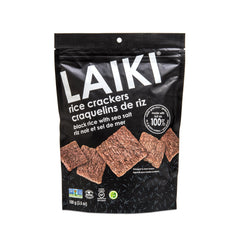 LAIKI vegan non-GMO crackers packaging, clean ingredients for everyday snacking.