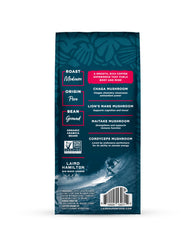 Laird Superfood Peruvian mushroom coffee bag ready for brewing with mushroom blend.