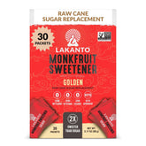 Lakanto Golden Monk Fruit packets on the go for quick, guilt-free sweetness.