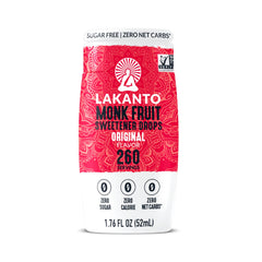Lakanto Liquid Monk Fruit Drops bottle with dropper for zero-sugar sweetness