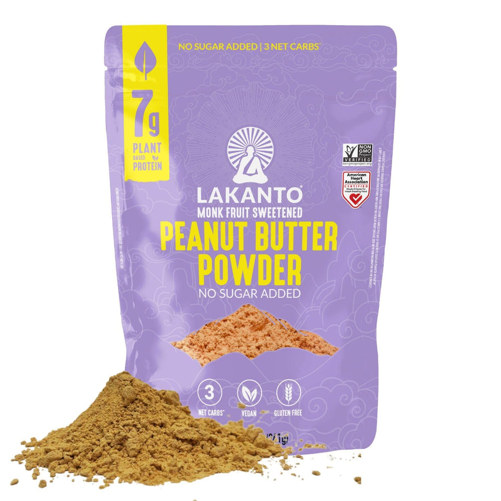 Lakanto Peanut Butter Powder front label with clean gluten-free branding