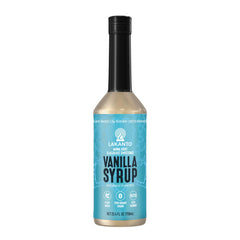 Lakanto Simple Syrup bottle vanilla on counter shows sugar free vanilla sweetness