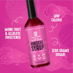 Lakanto Simple Syrup coffee pour enhances morning beverage with hibiscus aroma