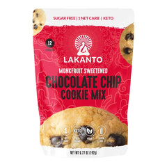 Lakanto sugar-free chocolate chip cookie mix pack ready for keto-friendly baking.