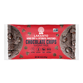 Lakanto Sugar-Free Semi-Sweet Chocolate Chips bag, keto-friendly indulgence for low-sugar baking.