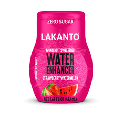 Lakanto Water Enhancer strawberry watermelon bottle showing zero sugar hydration.