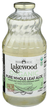 Lakewood Aloe Vera Leaf Juice bottle front view for refreshing beverage ideas