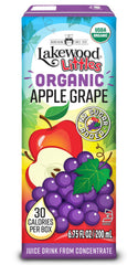Lakewood Apple Grape Juice front box for easy school-day handling