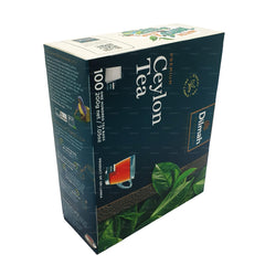 Front view of the Lakpura Dilmah Premium Ceylon Tea box.