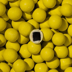 Close-up of LAKRIDS BY BÜLOW Elderflower Regular licorice core with white chocolate.