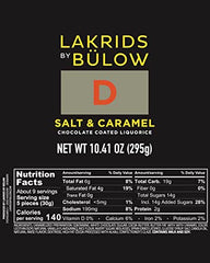 LAKRIDS BY BULOW D Salt & Caramel close-up – glossy chocolate coating with sea salt crunch.
