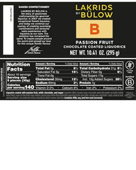 LAKRIDS BY BULOW Passion Fruit white chocolate coating close-up, creamy and indulgent.