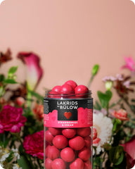 LAKRIDS BY BULOW Strawberries and Cream on a dessert board for tasting.