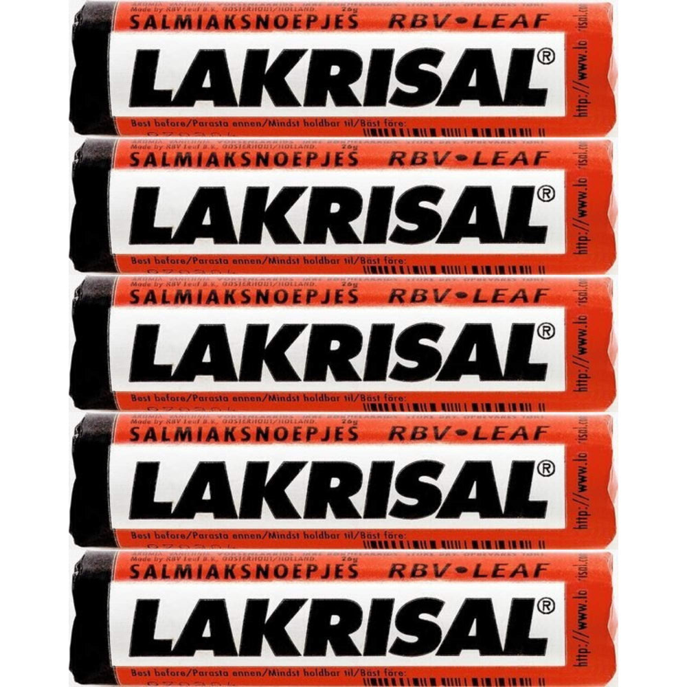 Lakrisal licorice candy roll with ten individually wrapped pastilles for easy sharing
