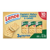 Lance Captain's Wafers Cream Cheese and Chives pack, savory, portable snack