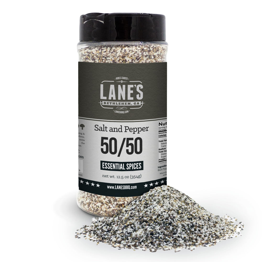 Lane's 50/50 bottle ready for grilling and everyday seasoning.
