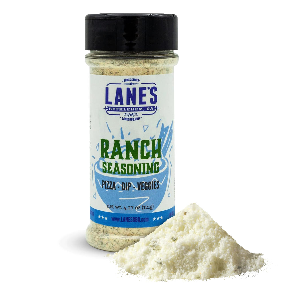 Lane's Ranch Seasoning Powder bottle adds bold buttermilk herb flavor to wings.