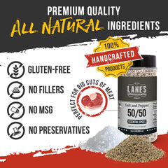 Lane's jar close-up showing gluten-free USA-made two-ingredient blend.