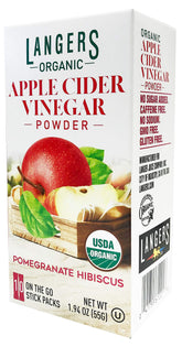 Langer's ACV powder sticks box for on-the-go pomegranate hibiscus flavor
