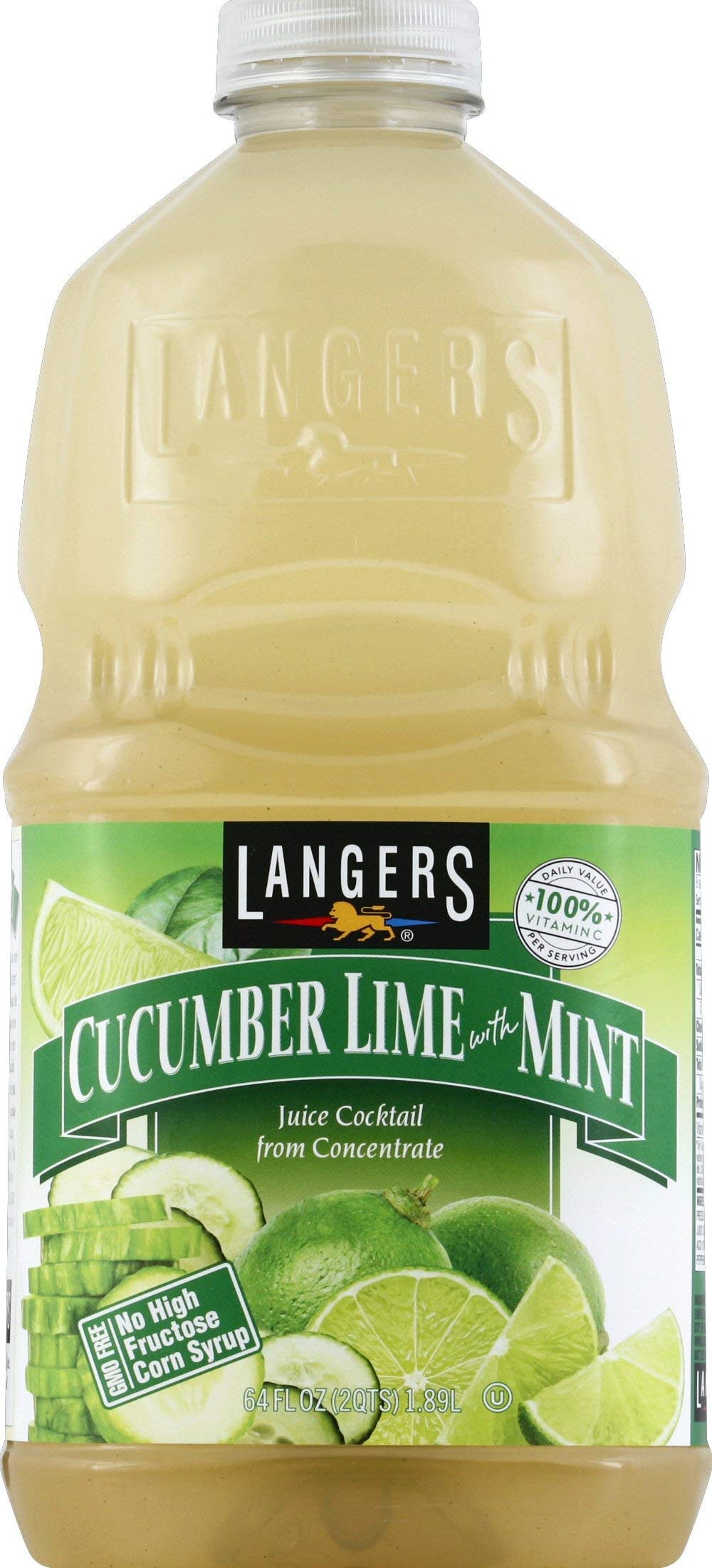 Langers cucumber lime with mint juice bottle for a refreshing, vitamin C rich sip.