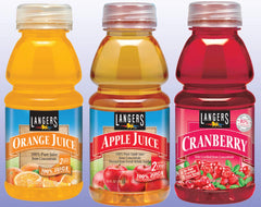 Langers label closeup highlights GMO-free, preservative-free juice options