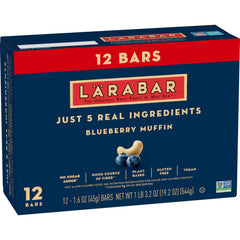 LÄRABAR Blueberry Muffin bar close-up of five simple ingredients.