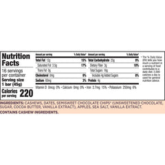 LÄRABAR bar ingredient list visible with cashews and dates, simple real-food ingredients