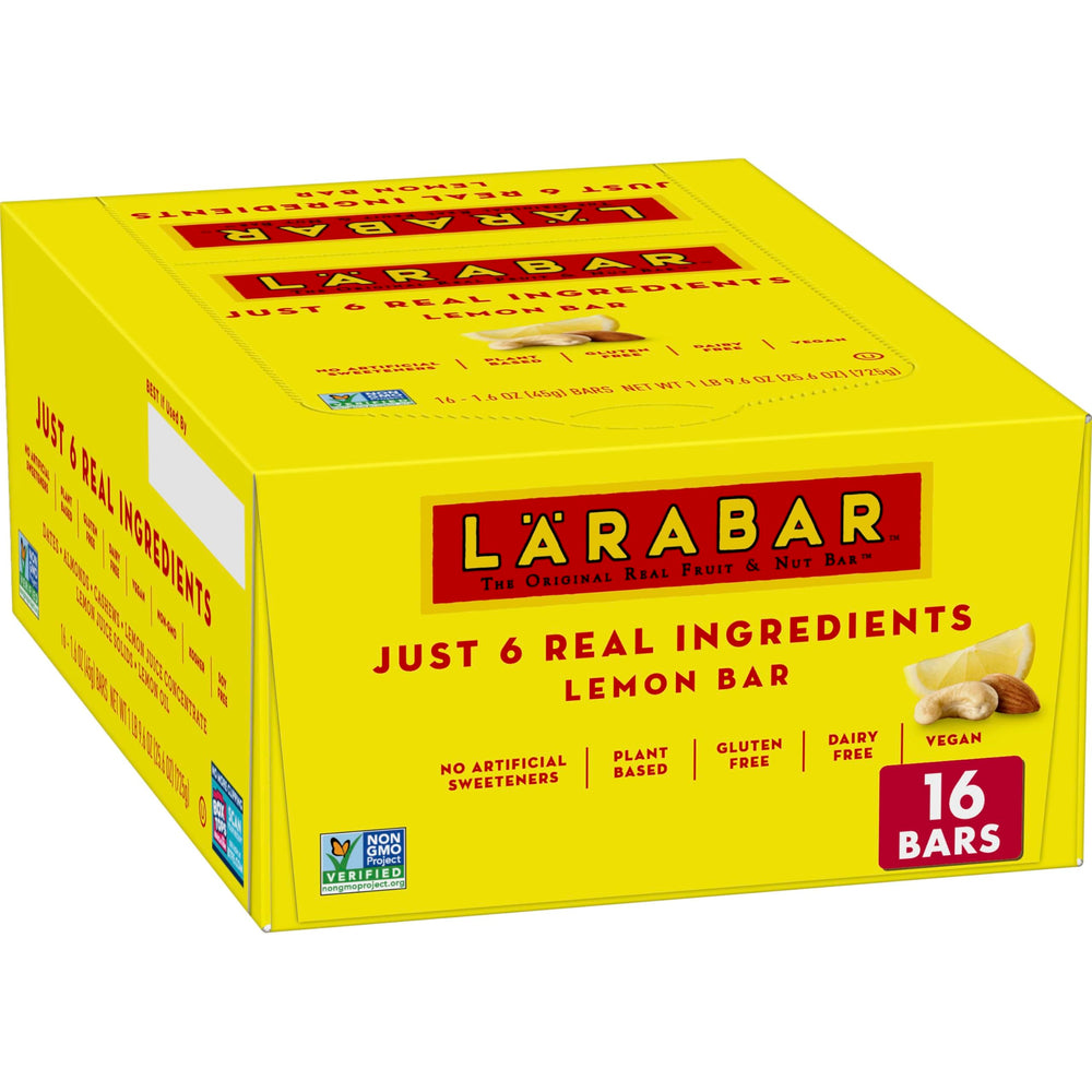LÄRABAR Lemon Bar packaged for convenient on-the-go snacking.