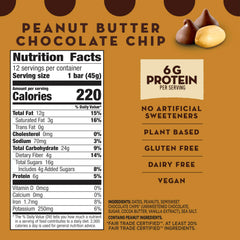 LÄRABAR Peanut Butter Chocolate Chip closeup shows dates, peanuts, and chips for quick energy