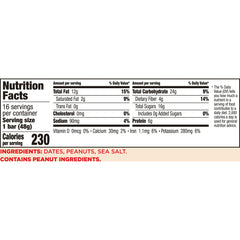 Larabar Peanut Butter Cookie ingredients showcase dates, peanuts, sea salt for clean snacking.