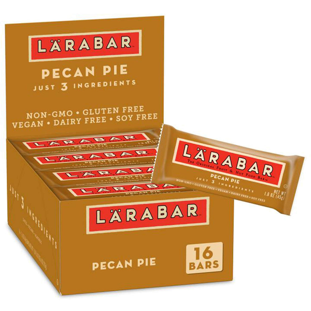 LARABAR Pecan Pie bar packaging highlights simple ingredients for clean snacking