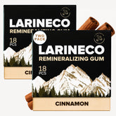 Larineco remineralizing gum cinnamon packaging highlights eco-friendly wrap for sustainable chewing