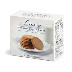 Lars' Own Swedish Ginger Snaps box front shows the classic pepparkakor flavor for fika