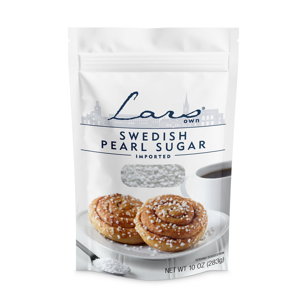 Lars' Own Swedish Pearl Sugar pouch for everyday baking use.