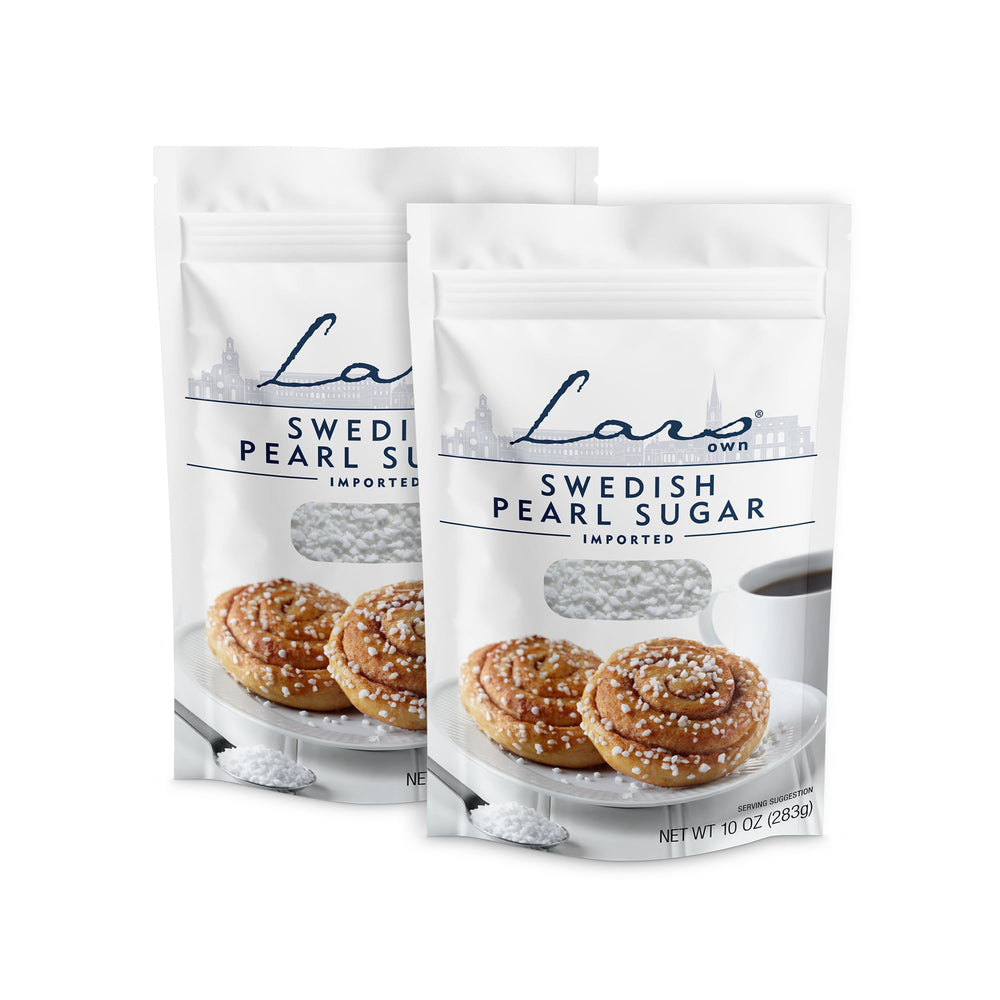Lars' Own Swedish Pearl Sugar two-pack front view for baking texture
