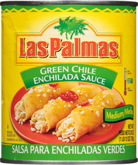 Las Palmas Green Chile Enchilada Sauce can with smooth medium heat for rich cooking.