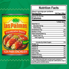 Las Palmas red enchilada sauce bottle ready to pour for simmered Mexican dishes.