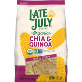 Late July chia-quinoa organic tortilla chips bag ready for salsa dipping.