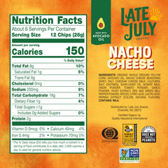 Close-up of Late July Nacho Cheese chips highlighting crisp texture and cheesy aroma
