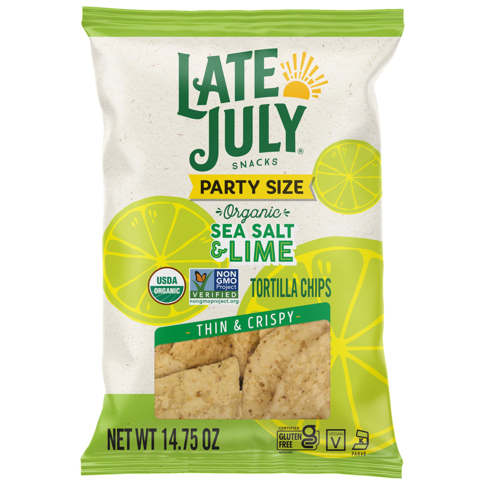 Late July Sea Salt & Lime tortilla chips bag ready for entertaining.