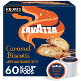 Lavazza Caramel Biscotti pod close-up with caramel aroma for cozy mornings.
